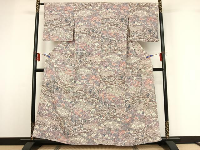 平和屋着物▽上質な小紋 単衣 辻が花 正絹 逸品 AABF8318jh