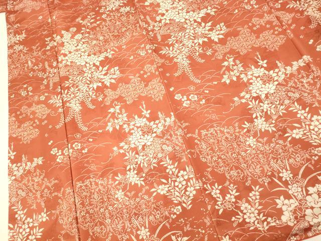 平和屋着物■上質な小紋 草花扇子文 正絹 逸品 AABF8332fw