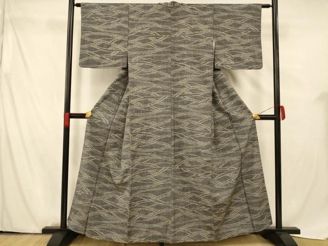 平和屋着物■上質な紬 幾何学文様 正絹 逸品 AABF8382fw