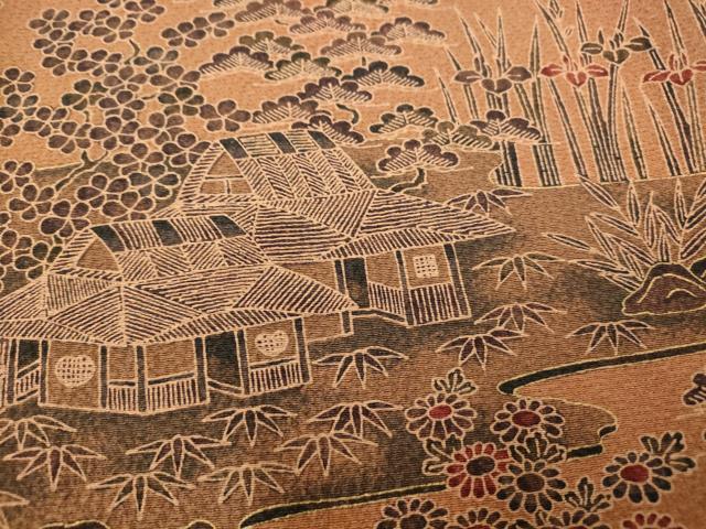 平和屋着物■上質な小紋 風景文 正絹 逸品 AABF8400fw