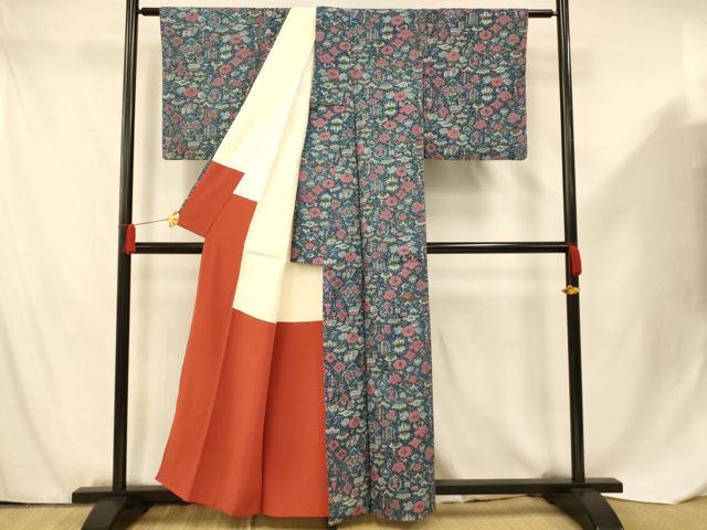 平和屋着物■上質な小紋 松竹梅 魚 正絹 逸品 AABF8410fw