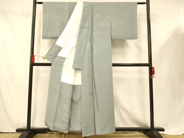 平和屋着物■上質な色無地 枝花扇子地紋 秘色色 正絹 逸品 AABF8445fw