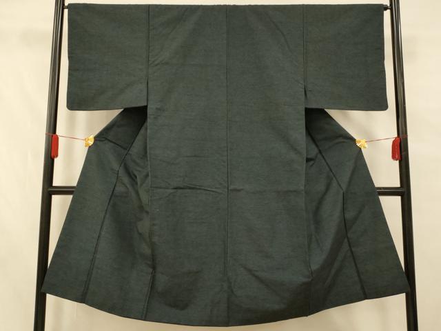 平和屋着物■男性 紬 霞地紋 藍墨茶色 正絹 逸品 AABF8460fw