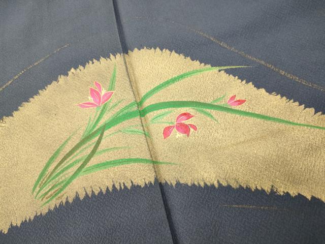 平和屋着物■訪問着 作家物 手描き 刺繍 草花文 金彩 正絹 逸品 AABF8465fw