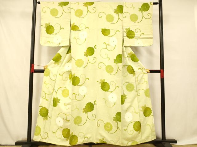 平和屋着物■上質な小紋 地紋起こし 花唐草文 正絹 逸品 未使用 AABF8468fw