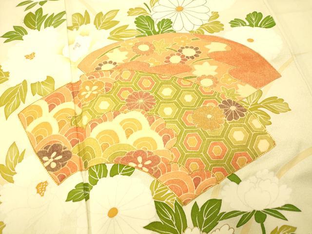 平和屋着物■訪問着 駒刺繍 地紙草花文 金彩 正絹 逸品 AABF8469fw