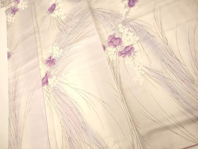 平和屋着物■上質な小紋 草花霞文 暈し染め 銀彩 正絹 逸品 AABF8470fw