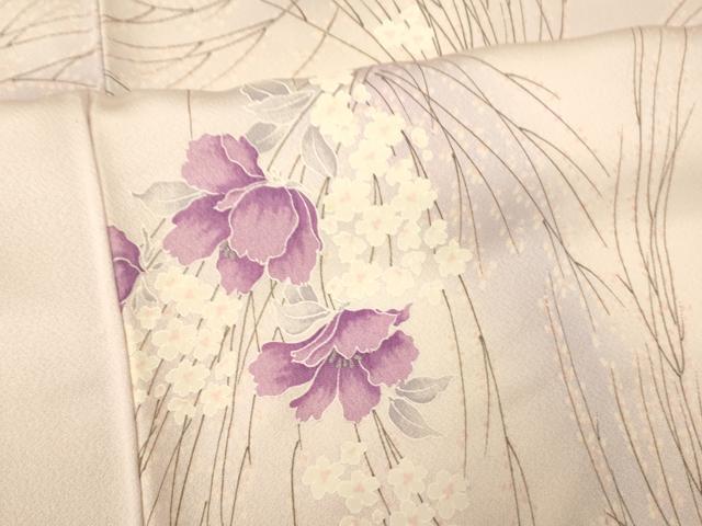平和屋着物■上質な小紋 草花霞文 暈し染め 銀彩 正絹 逸品 AABF8470fw