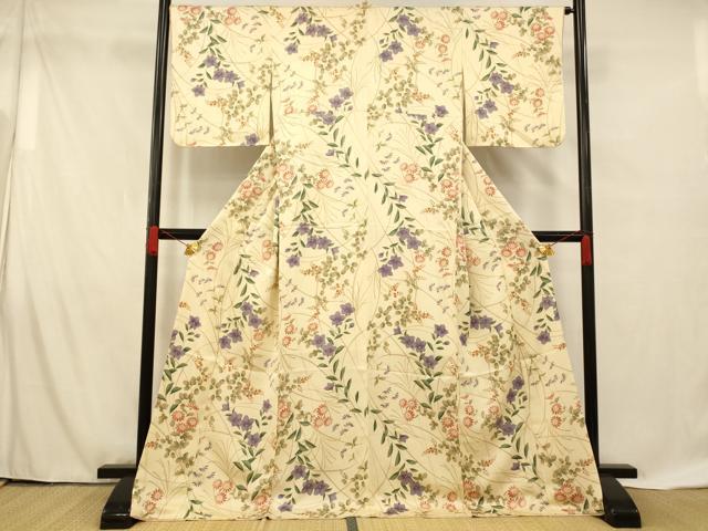 平和屋着物■小紋 草花文 洗える着物 AABF8486fw