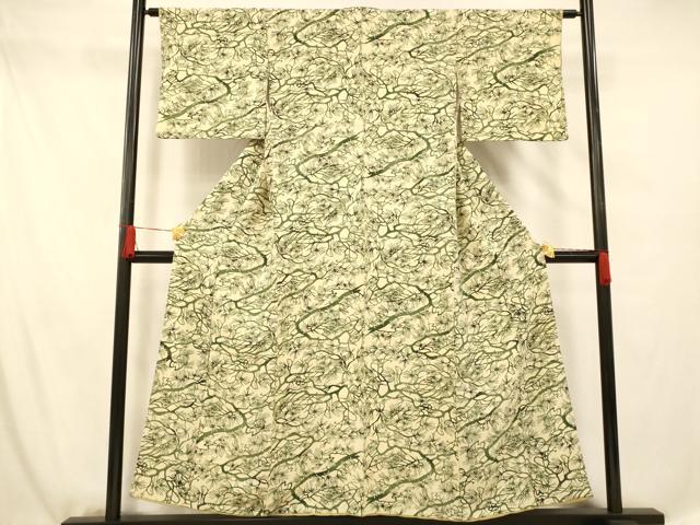 平和屋着物■上質な小紋 型染め 松文 正絹 逸品 AABF8487fw