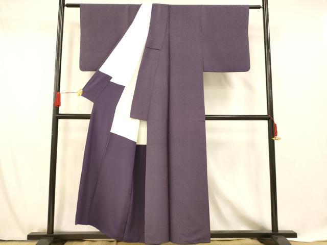 平和屋着物■上質な紬 深紫色 正絹 逸品 AABF8490fw