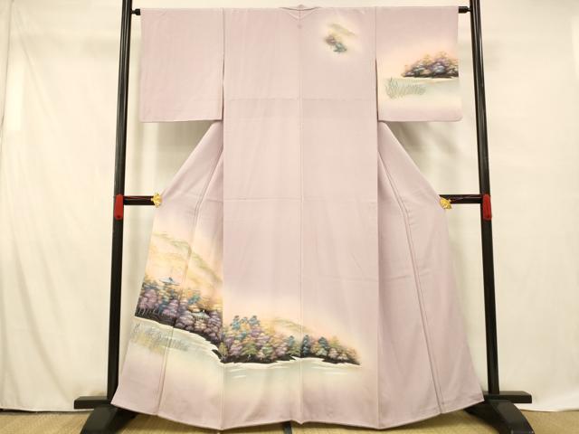 平和屋着物■訪問着 手描き 風景文 暈し染め 正絹 逸品 AABF8492fw