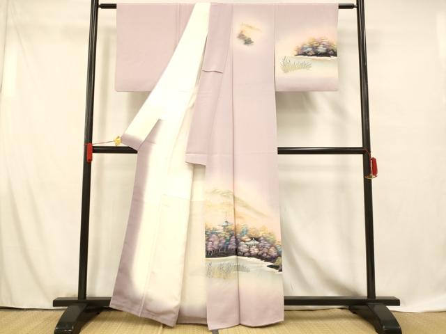 平和屋着物■訪問着 手描き 風景文 暈し染め 正絹 逸品 AABF8492fw