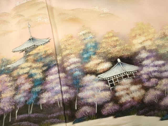 平和屋着物■訪問着 手描き 風景文 暈し染め 正絹 逸品 AABF8492fw
