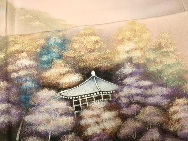 平和屋着物■訪問着 手描き 風景文 暈し染め 正絹 逸品 AABF8492fw