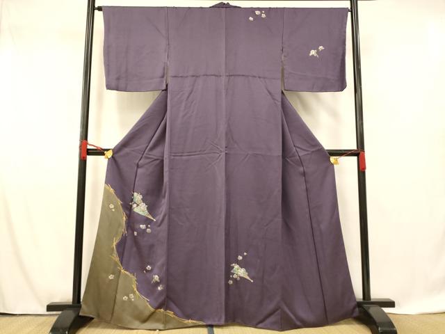 平和屋着物■訪問着 枝梅扇子文 金銀彩 正絹 逸品 AABF8494fw