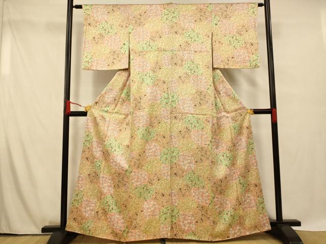 平和屋着物■上質な小紋 切嵌葵文 正絹 逸品 AABF8505fw
