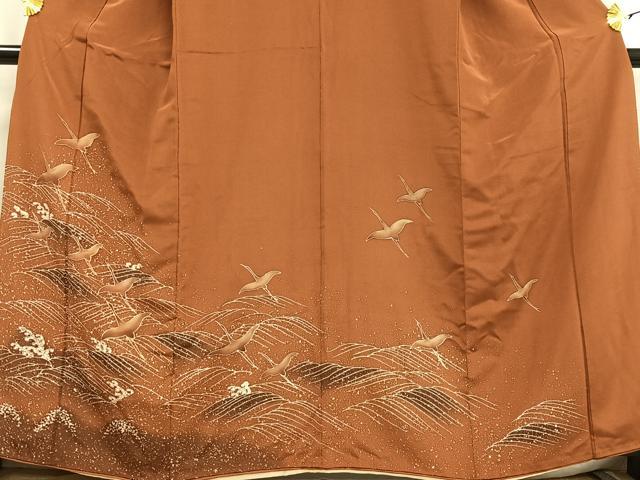 平和屋着物■訪問着 飛鶴立波文 暈し染め 金彩 正絹 逸品 AABF8527oa