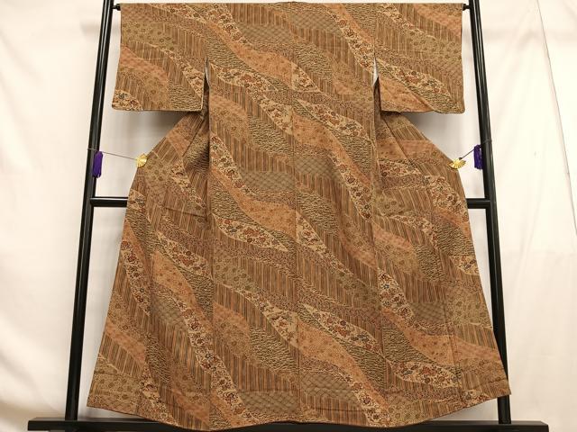 平和屋着物■上質な小紋 草花寄せ小紋柄 正絹 逸品 AABF8532oa