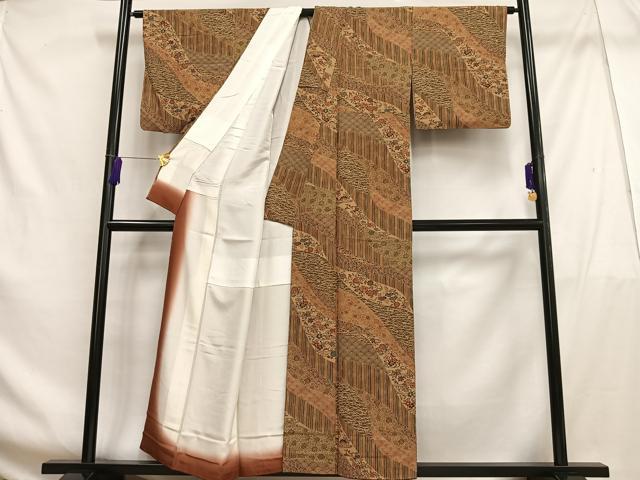 平和屋着物■上質な小紋 草花寄せ小紋柄 正絹 逸品 AABF8532oa