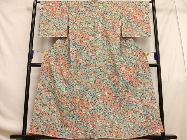 平和屋着物■上質な小紋 枝花文 暈し染め 正絹 逸品 未使用 AABF8574oa