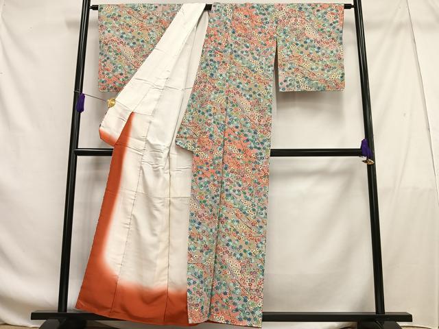 平和屋着物■上質な小紋 枝花文 暈し染め 正絹 逸品 未使用 AABF8574oa