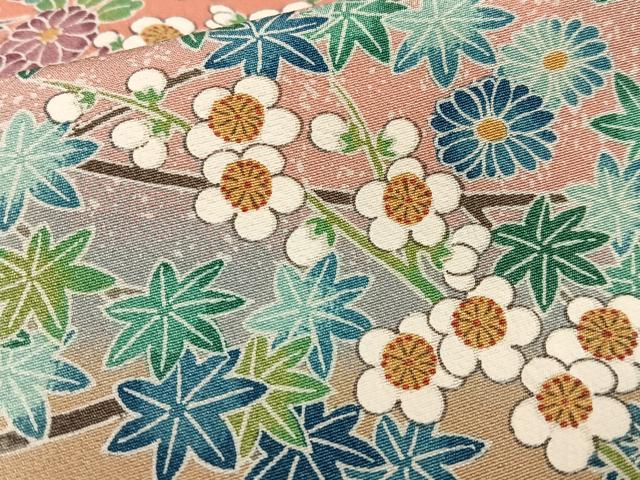 平和屋着物■上質な小紋 枝花文 暈し染め 正絹 逸品 未使用 AABF8574oa