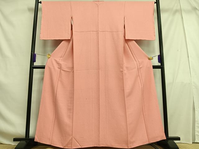 平和屋着物■上質な色無地 紋意匠 紅梅色 正絹 逸品 AABF8586oa