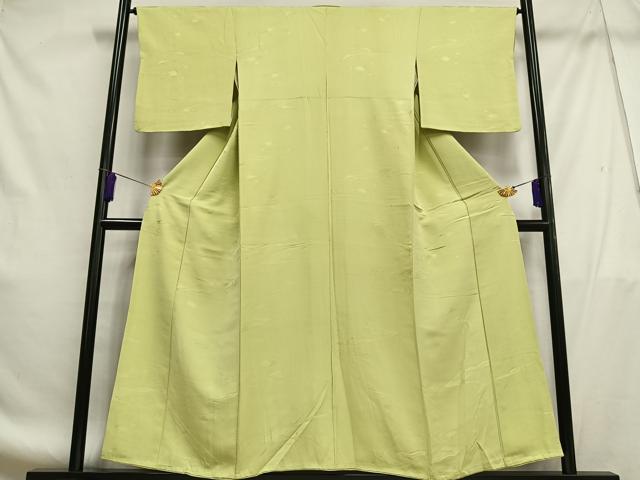 平和屋着物■上質な色無地 流水地紋 枯れ草色 正絹 逸品 AABF8611oa