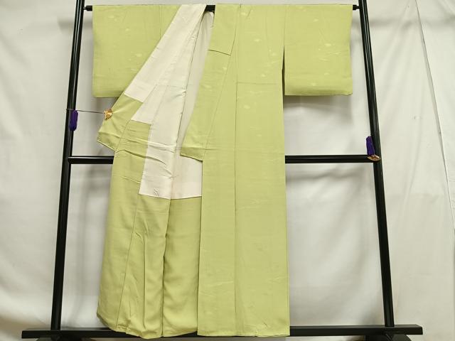 平和屋着物■上質な色無地 流水地紋 枯れ草色 正絹 逸品 AABF8611oa