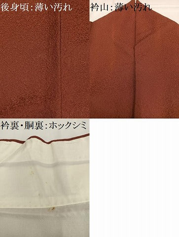 平和屋着物■上質な色無地 紋意匠 蘇芳色 正絹 逸品 AABF8621oa