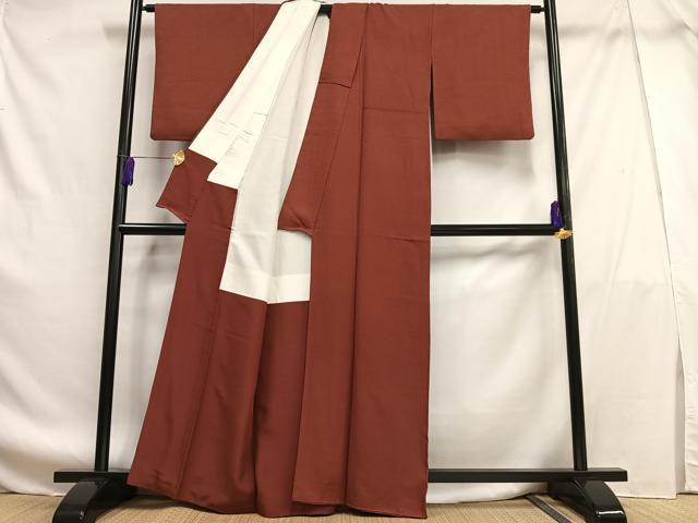 平和屋着物■上質な色無地 紋意匠 蘇芳色 正絹 逸品 AABF8621oa