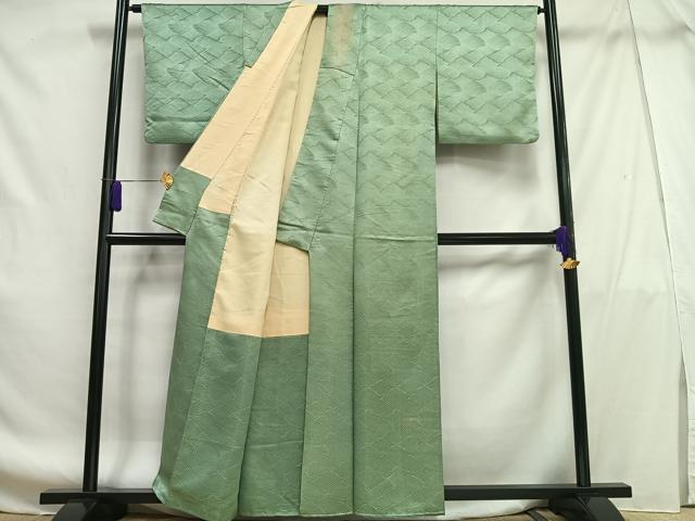 平和屋着物■上質な小紋 立波文 金糸 正絹 逸品 AABF8647oa