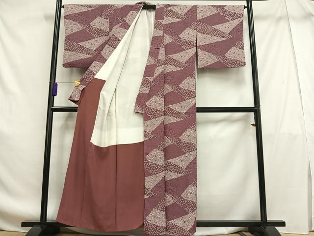 平和屋着物■上質な小紋 切り嵌め花蝶文 正絹 逸品 AABF8658oa