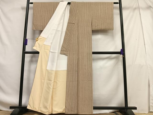 平和屋着物■上質な小紋 縞 正絹 逸品 AABF8662oa