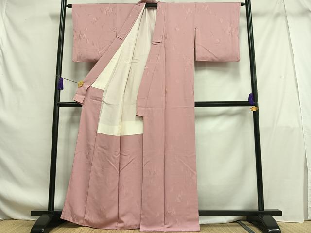 平和屋着物■上質な色無地 樹林地紋 桃色 正絹 逸品 AABF8673oa