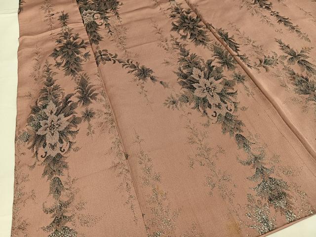 平和屋着物■上質な小紋 寿光織 飾花文 銀糸 正絹 逸品 AABF8678oa