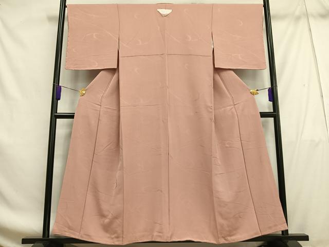 平和屋着物■上質な色無地 霞地紋 珊瑚色 正絹 逸品 未使用 AABF8681oa