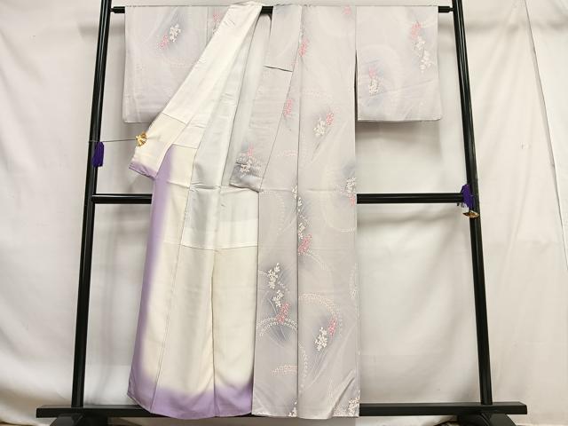 平和屋着物■上質な小紋 枝花文 暈し染め 正絹 逸品 AABF8689oa