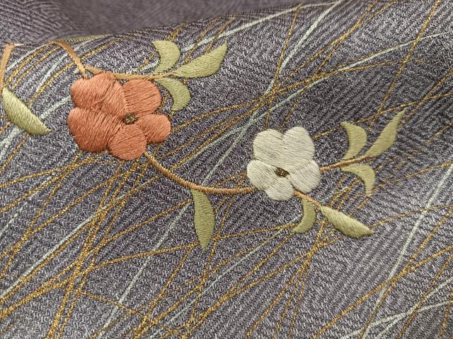 平和屋着物■訪問着 刺繍 枝花文 暈し染め 金糸 金彩 正絹 逸品 AABF8708oa