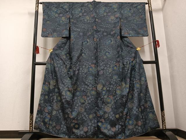 平和屋着物●上質な小紋 中国三大刺繍 汕頭刺繍 スワトウ刺繍 総刺繍 辻が花 正絹 逸品 AABF8724ph