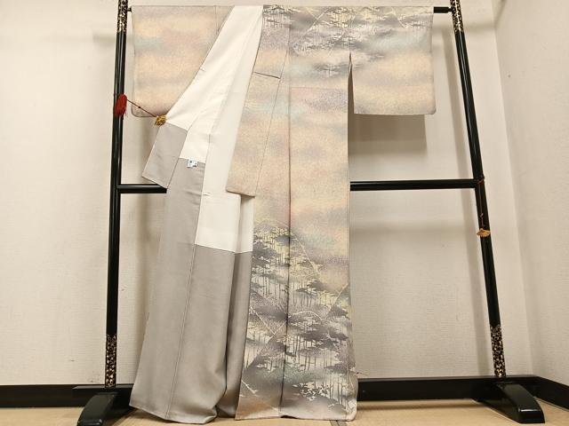 平和屋着物●訪問着 ろうけつ染め 遠山樹林文 暈し染め 正絹 逸品 AABF8728ph