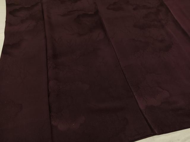 平和屋着物●上質な色無地 雲重ね草木地紋 濃色 正絹 逸品 AABF8734ph