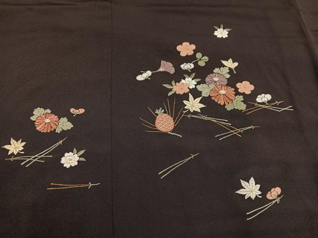 平和屋着物●訪問着 総刺繍 吹き寄せ文 金糸 伊勢丹扱い 正絹 逸品 AABF8743ph