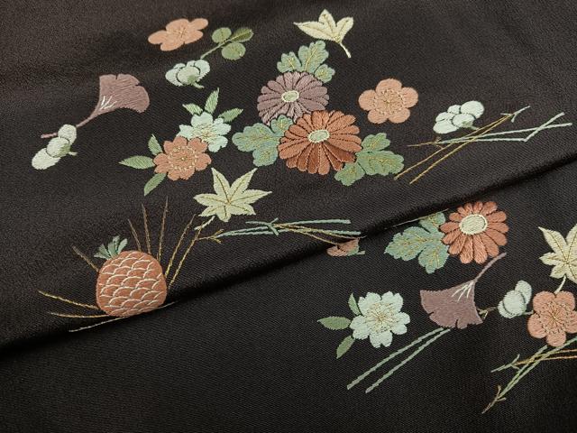平和屋着物●訪問着 総刺繍 吹き寄せ文 金糸 伊勢丹扱い 正絹 逸品 AABF8743ph