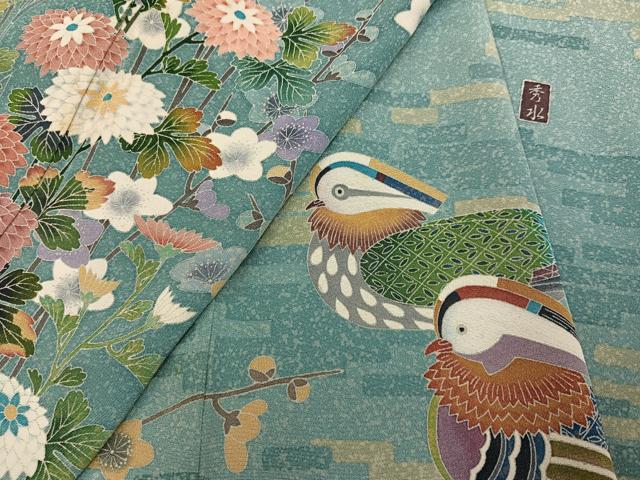 平和屋着物●訪問着 友禅 作家物 鴛鴦枝花文 暈し染め 正絹 逸品 未使用 AABF8745ph