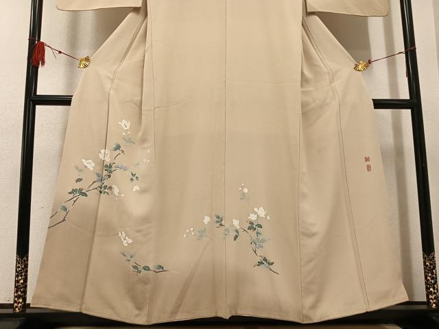 平和屋着物●京加賀友禅 百貫達雄 訪問着 枝花文 正絹 逸品 AABF8760ph