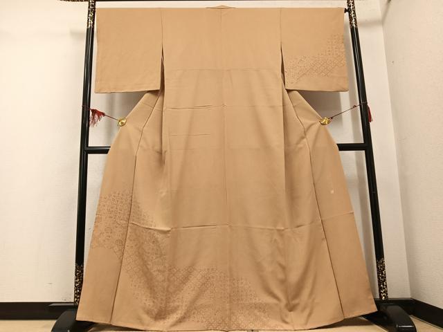 平和屋着物●彫士 矢田昇 江戸小紋 訪問着 極小鮫小紋柄 花 正絹 逸品 AABF8764ph