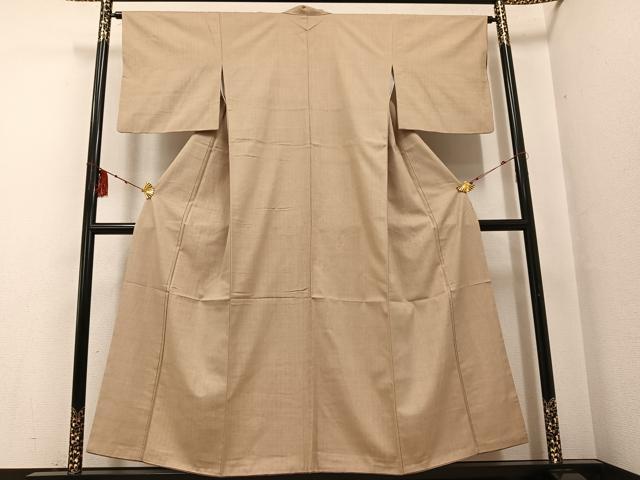 平和屋着物●本場結城紬 重要無形文化財 色無地 枯色 正絹 逸品 AABF8769ph