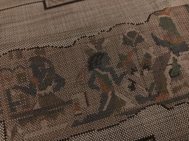 平和屋着物●本場大島紬 カタス9マルキ 人物花文 正絹 逸品 未使用 AABF8772ph